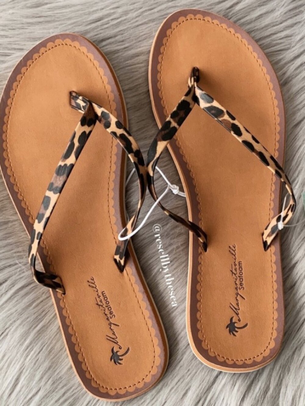 Margaritaville Leopard Strap Flip Flops